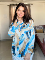 Ocean Brushstroke Satin Shirt