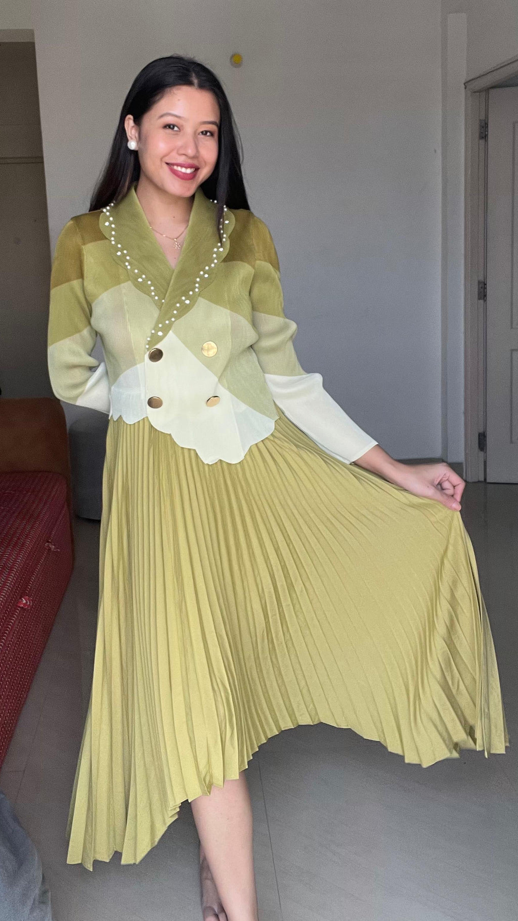 ELYSIA Pearl Pleated Dress