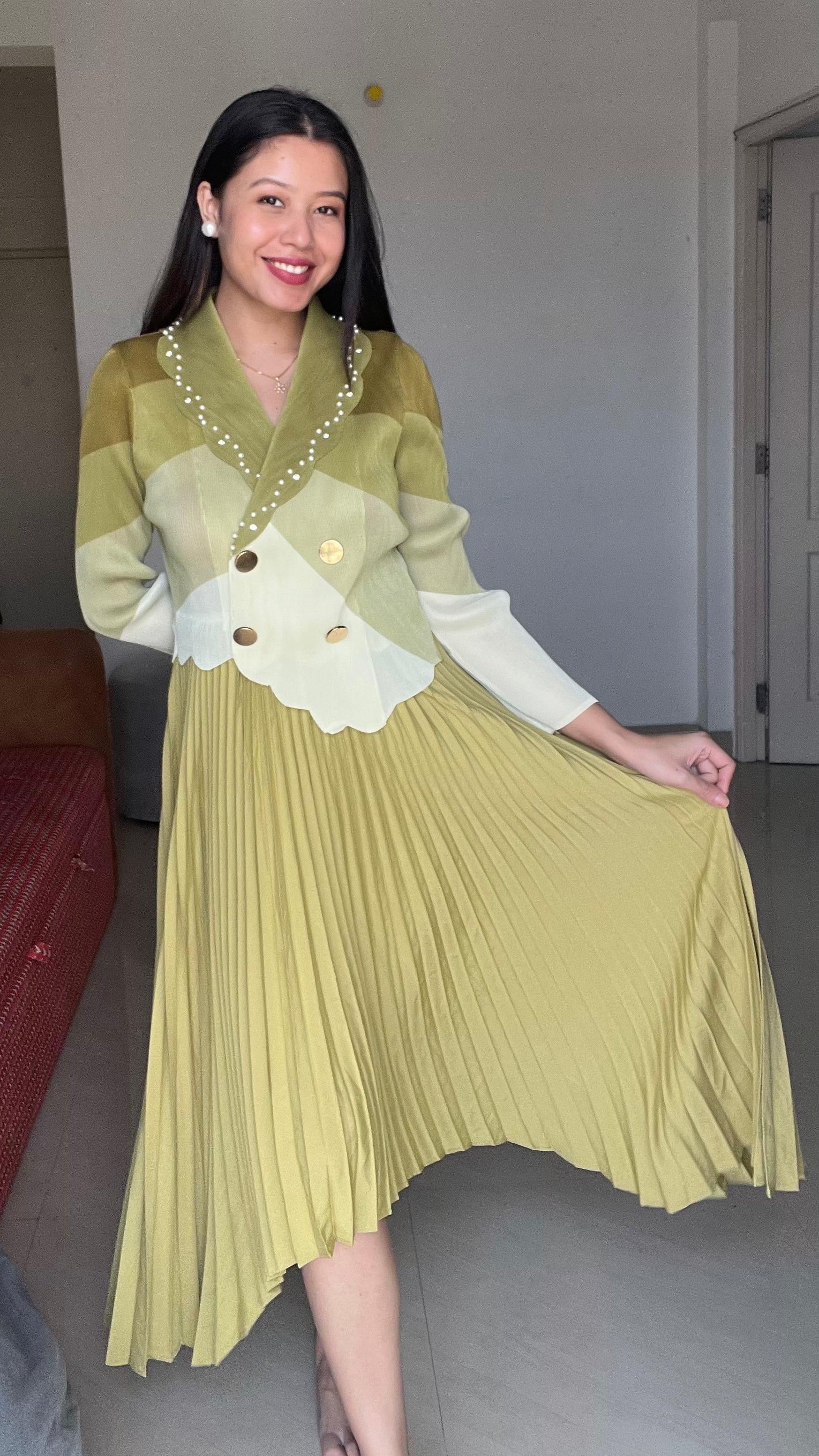 ELYSIA Pearl Pleated Dress