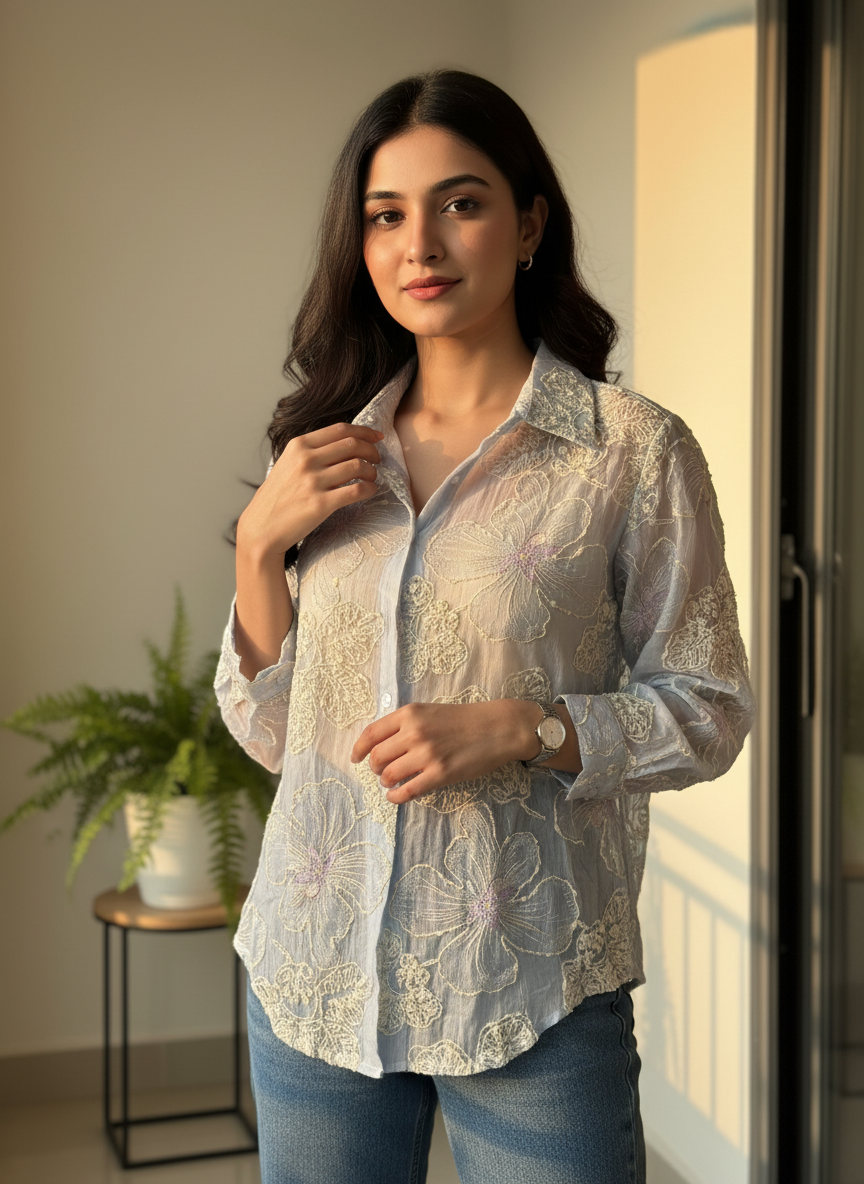 Floral Embroidered shirt