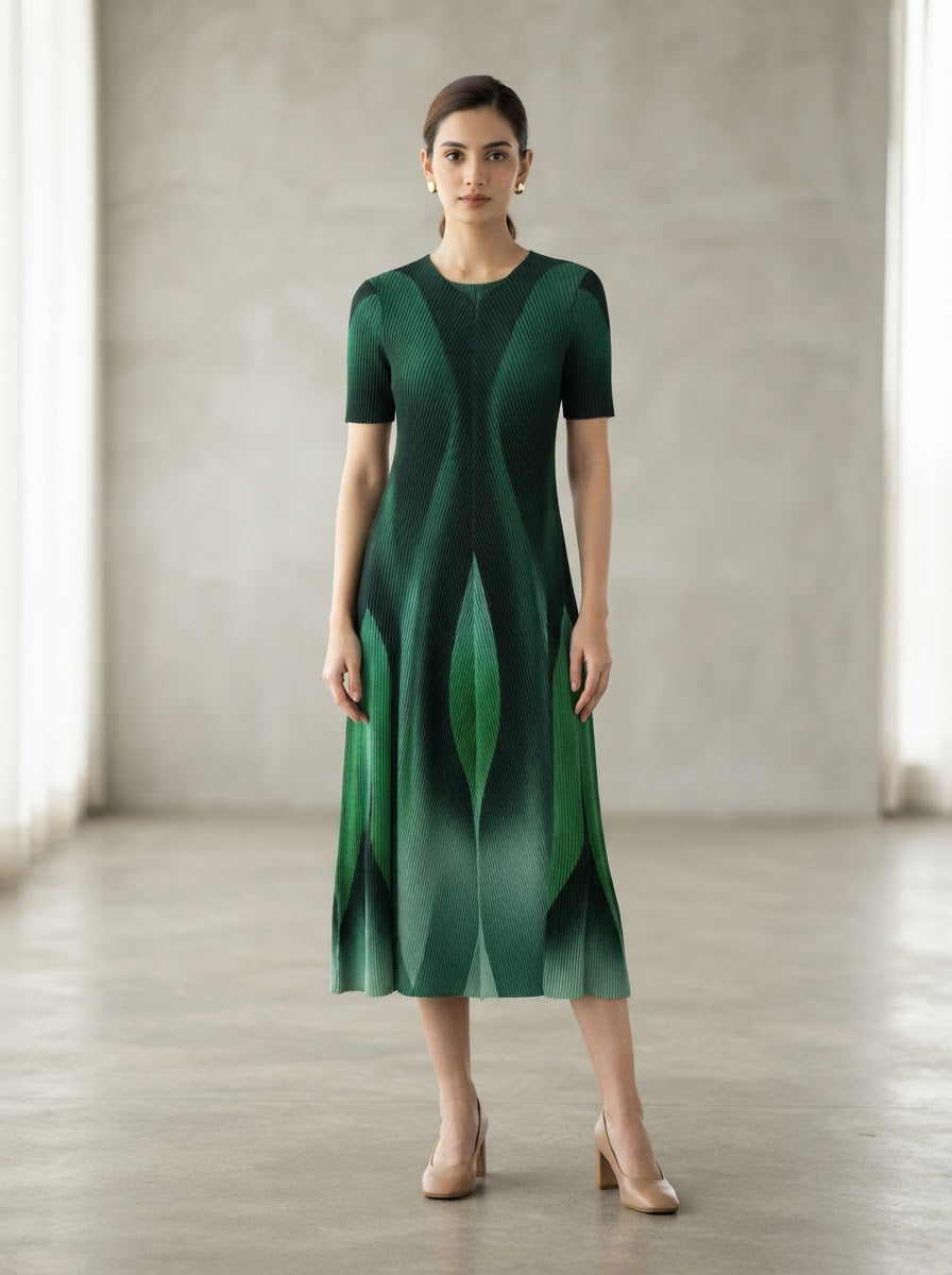 Abstract Pleated Dress