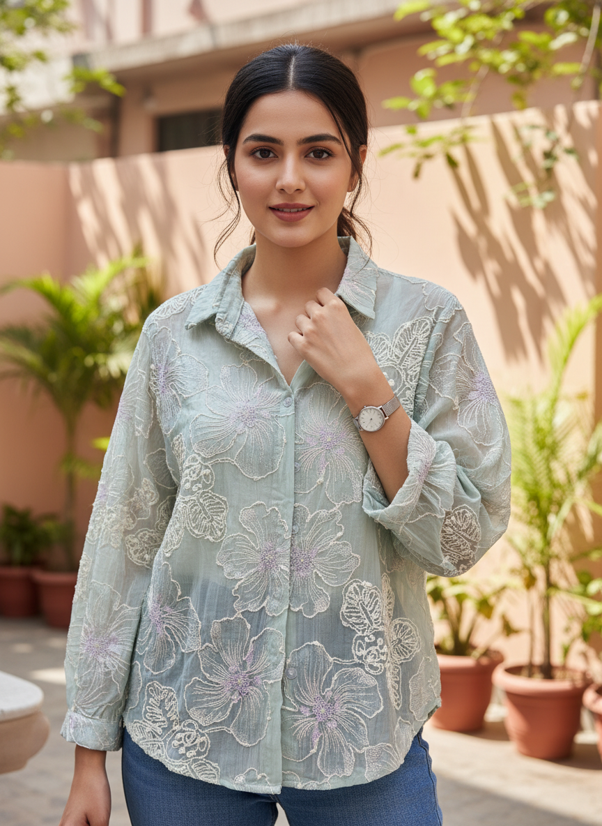 Floral Embroidered shirt