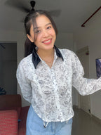 The Soirée Contrast-Collar Blouse