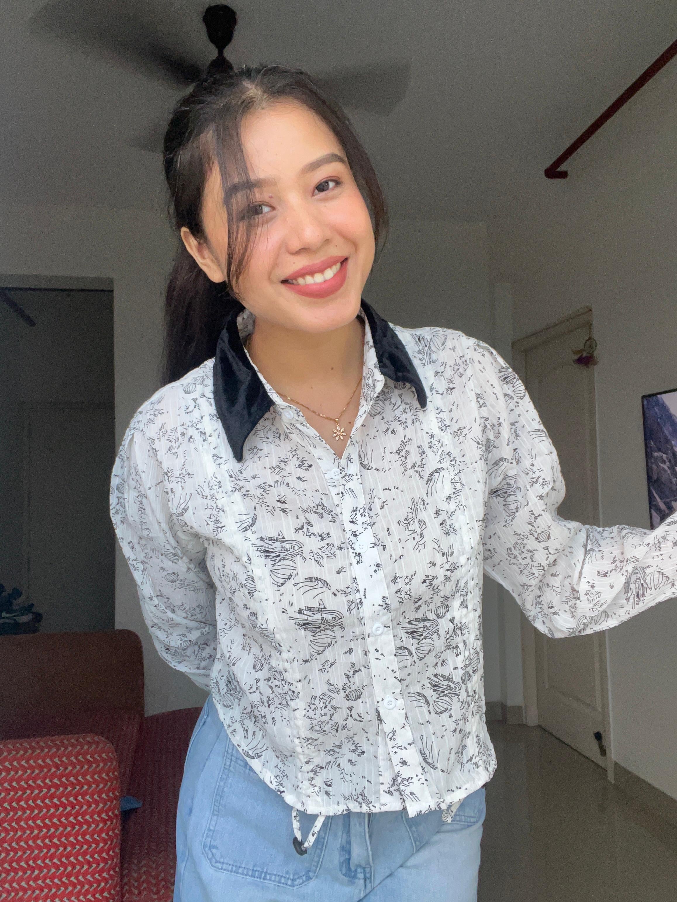 The Soirée Contrast-Collar Blouse