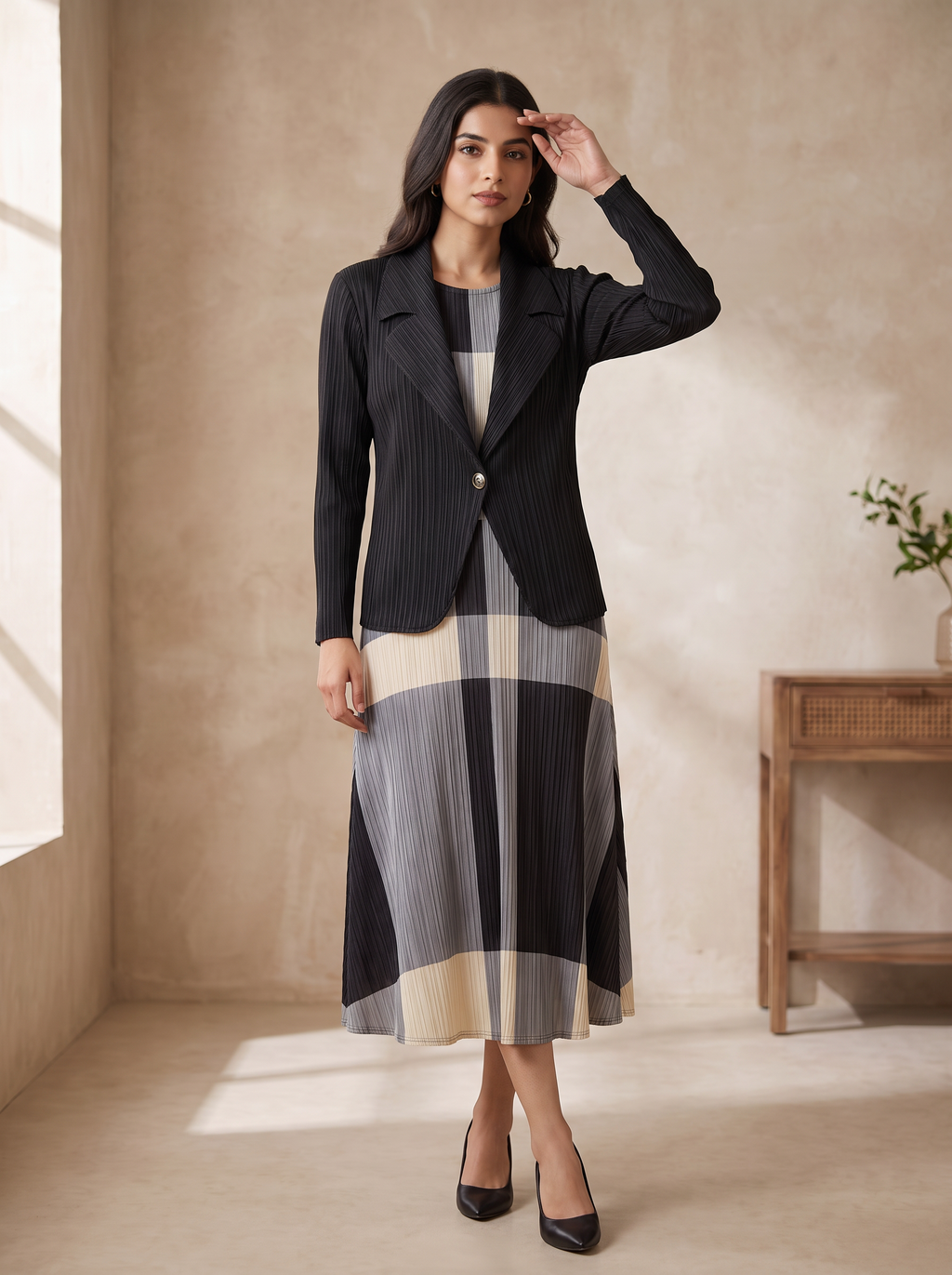 Classic Shrug Pleated Dress