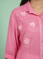 Petal Drift 3D Floral Blouse