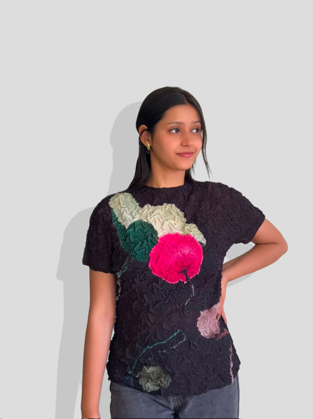 Cherry Printed Top- Black