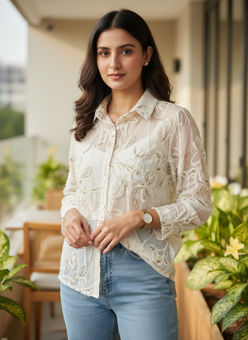 Floral Embroidered shirt