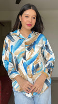 Azure Brushstroke Satin Shirt