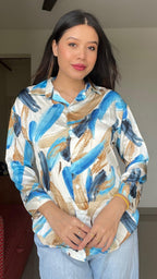 Azure Brushstroke Satin Shirt