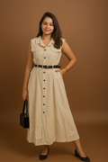 Sahara Linen Belted Midi Dress