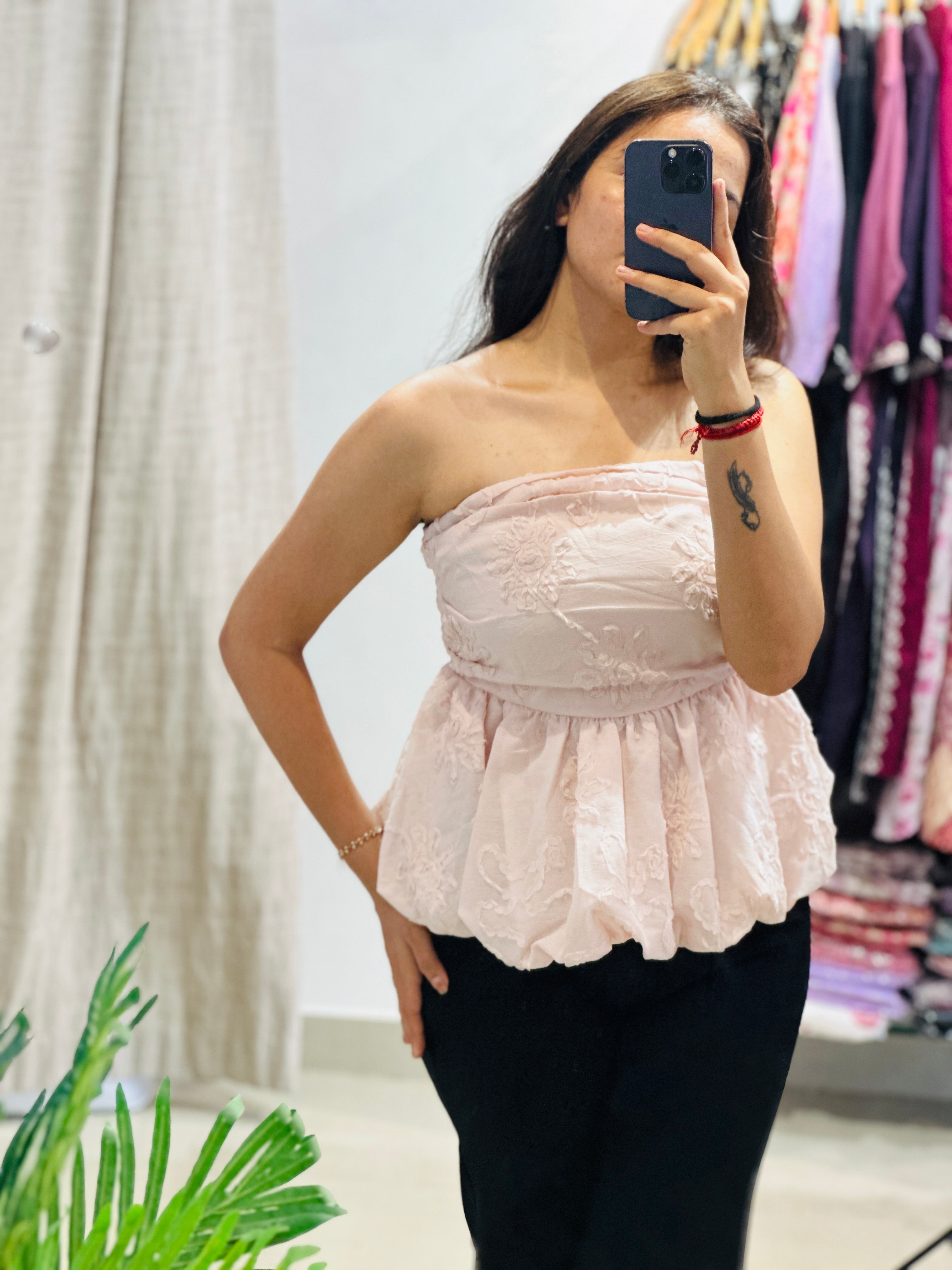 PRETTY PINK FLORAL TUBE TOP