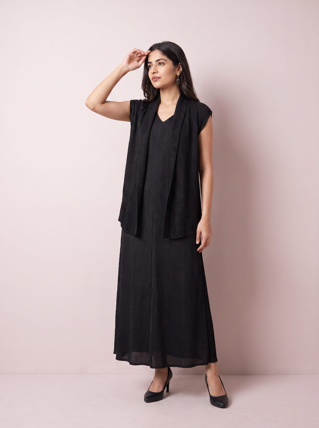 Black Mist Pleated Dress