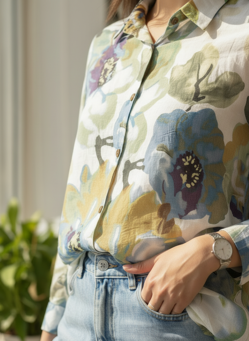Abstract Chanderi Shirt