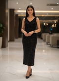 Stellar Noir Sleeveless Sequin Maxi