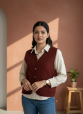 Autumn Ember Knit Vest with Ornate Buttons