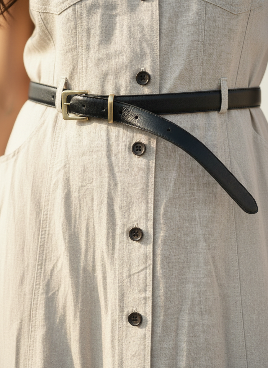 Linen Shirt Dress with Belt