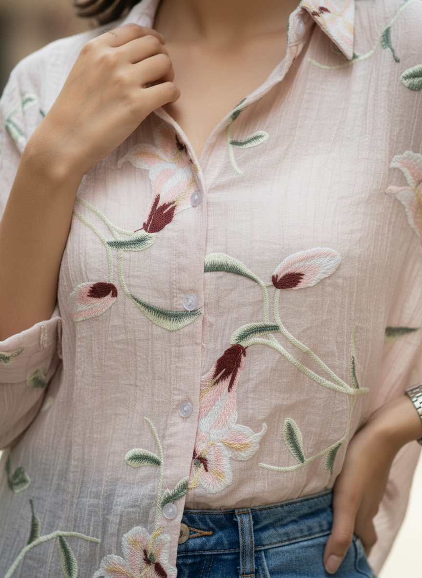 Floral Embroidered shirt