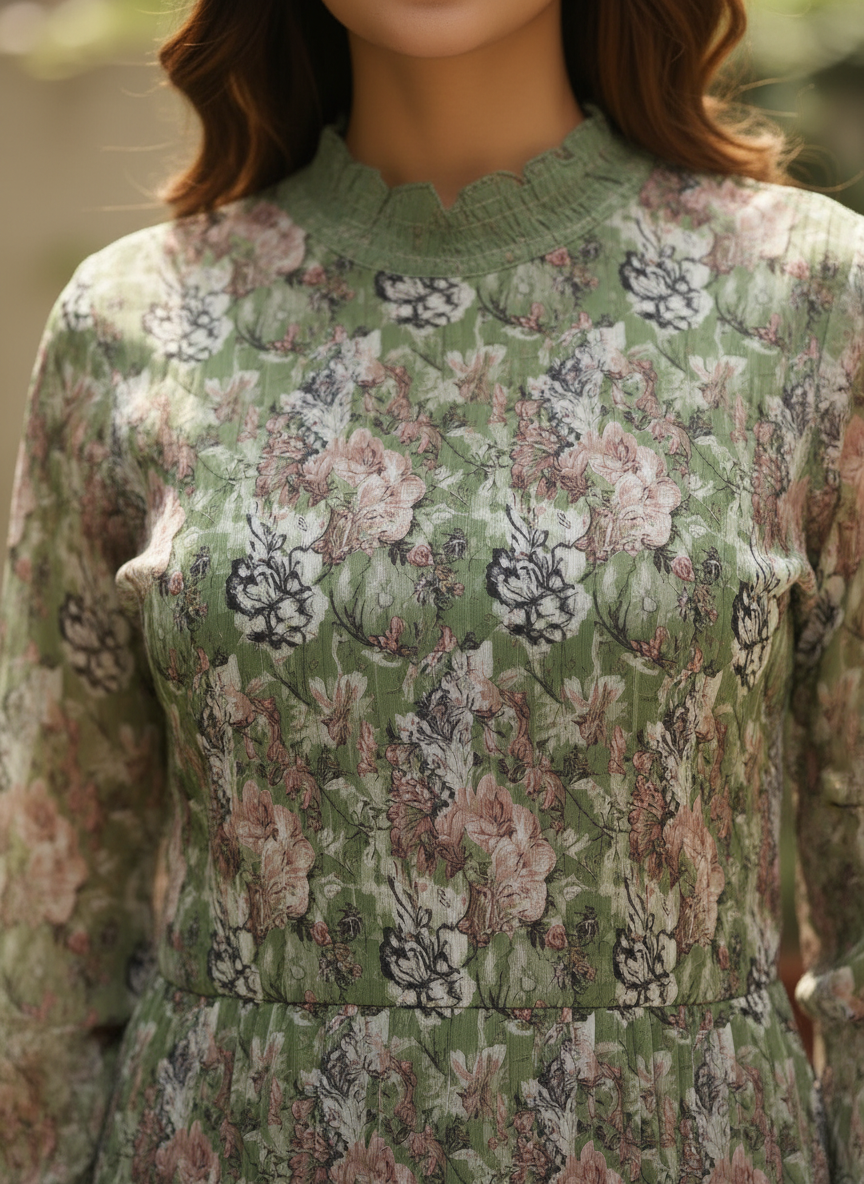 Sage Meadow High-Neck Midi