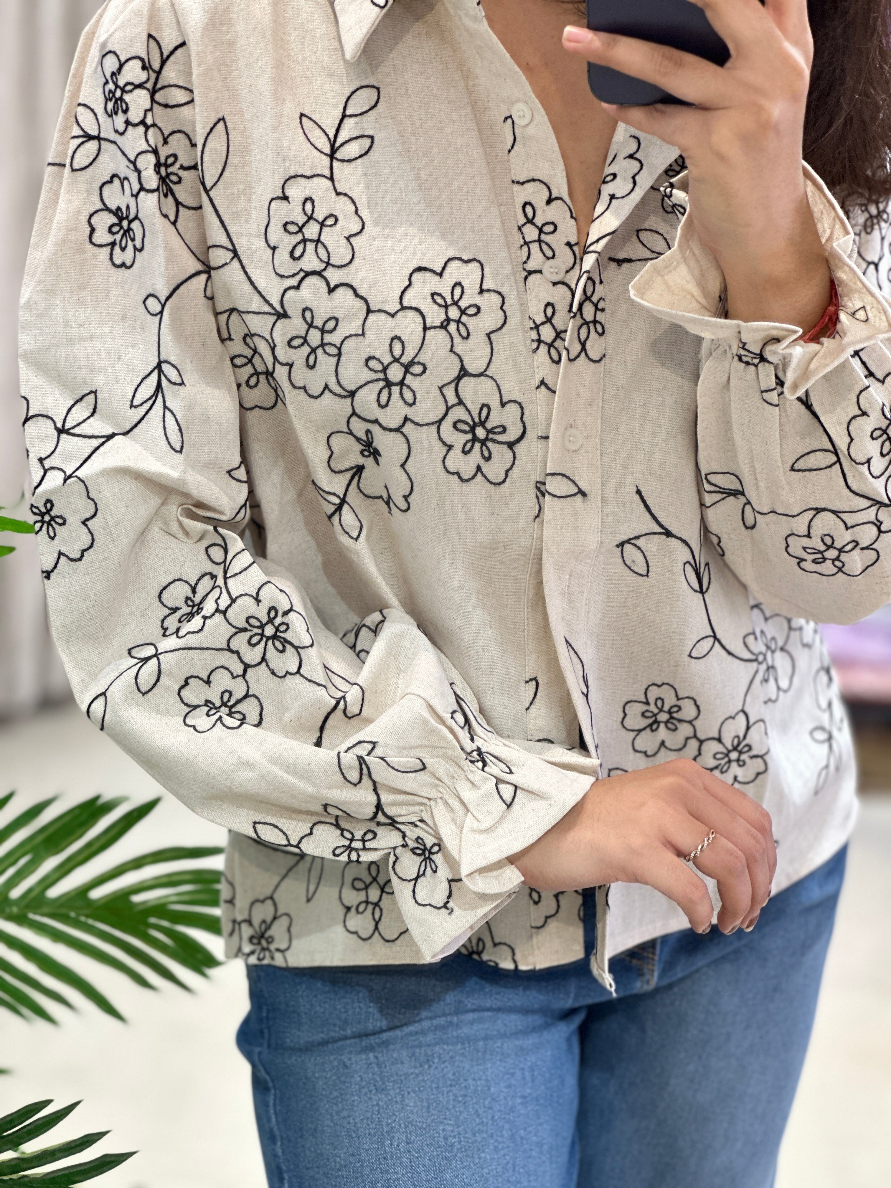 Linen Khadi Shirt- Ivory