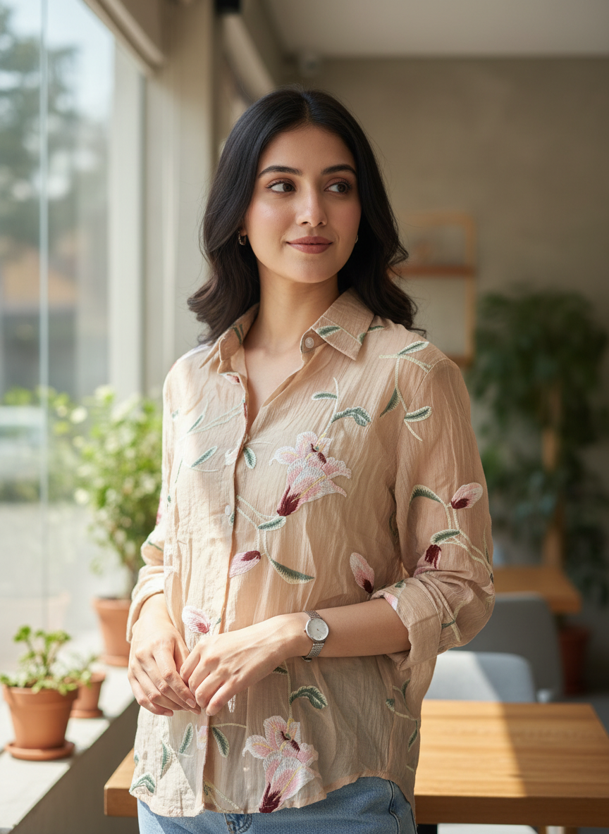 Floral Embroidered shirt