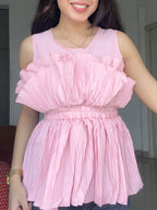 Blush Pleated Peplum Top