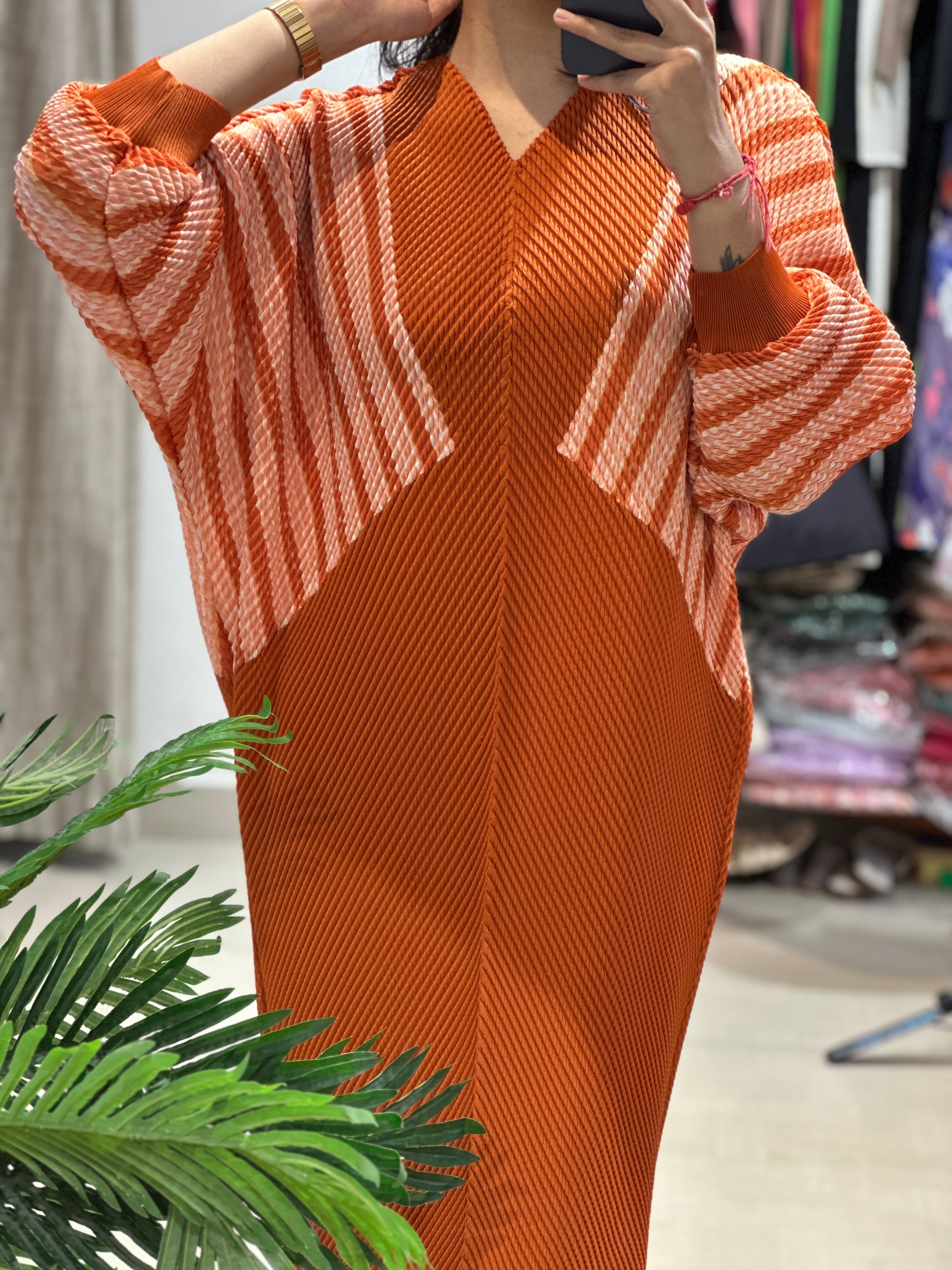 Lucia Kaftan Dress- Rust