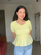 Sunlit Pleated Peplum Top