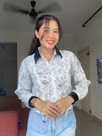 The Soirée Contrast-Collar Blouse