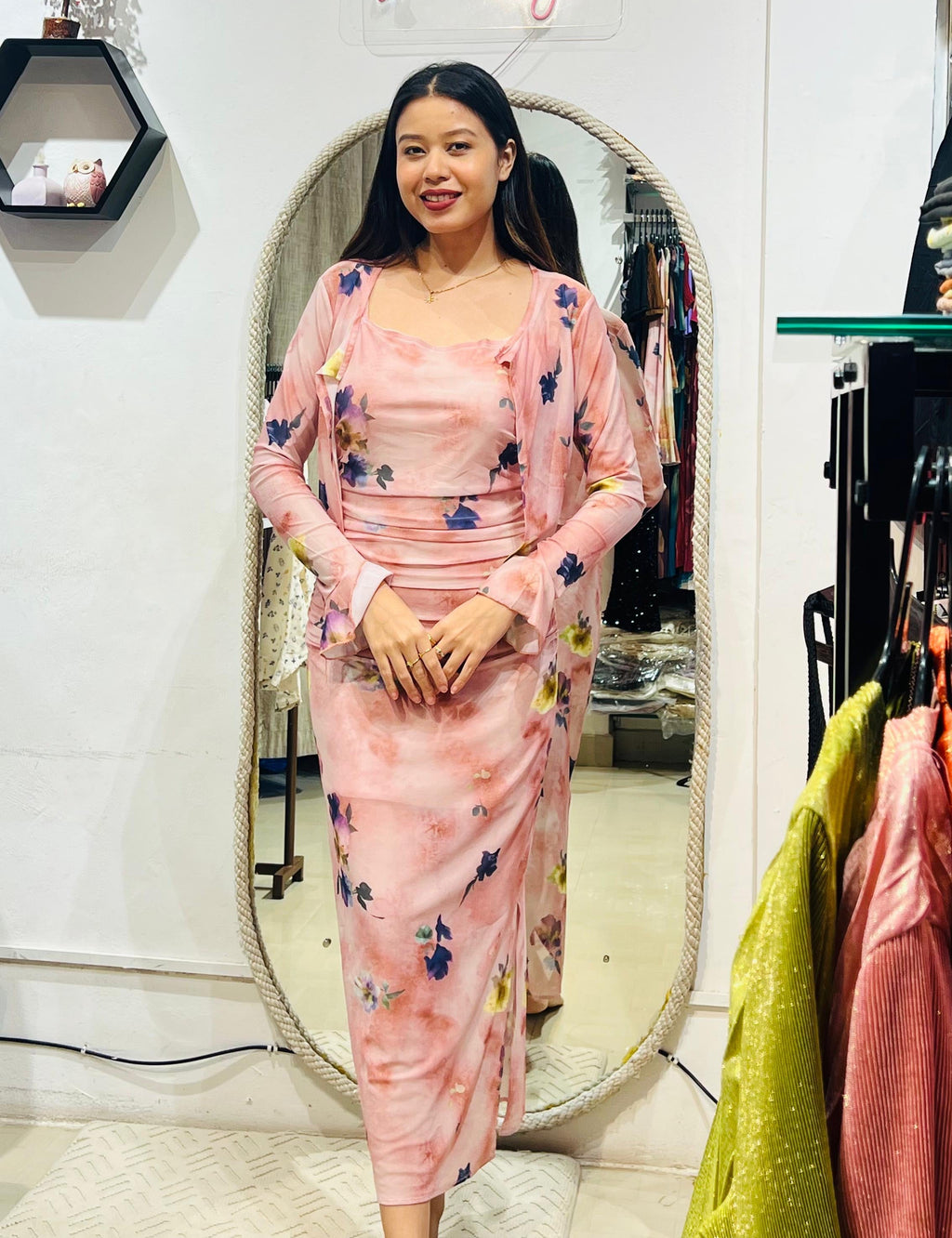 Premium Petal Mesh Layered Dress