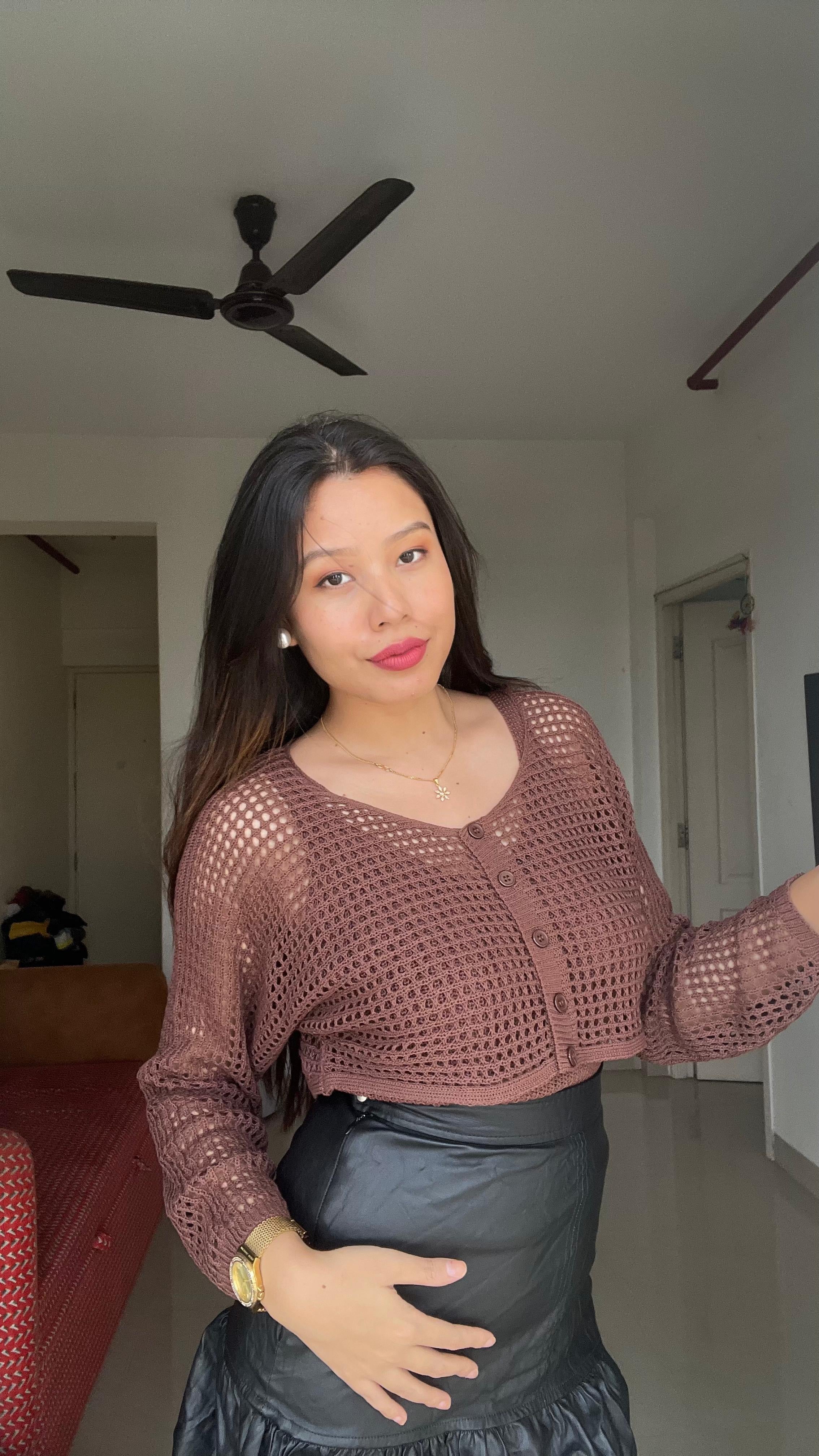 AURA Crochet Buttoned Cardigan