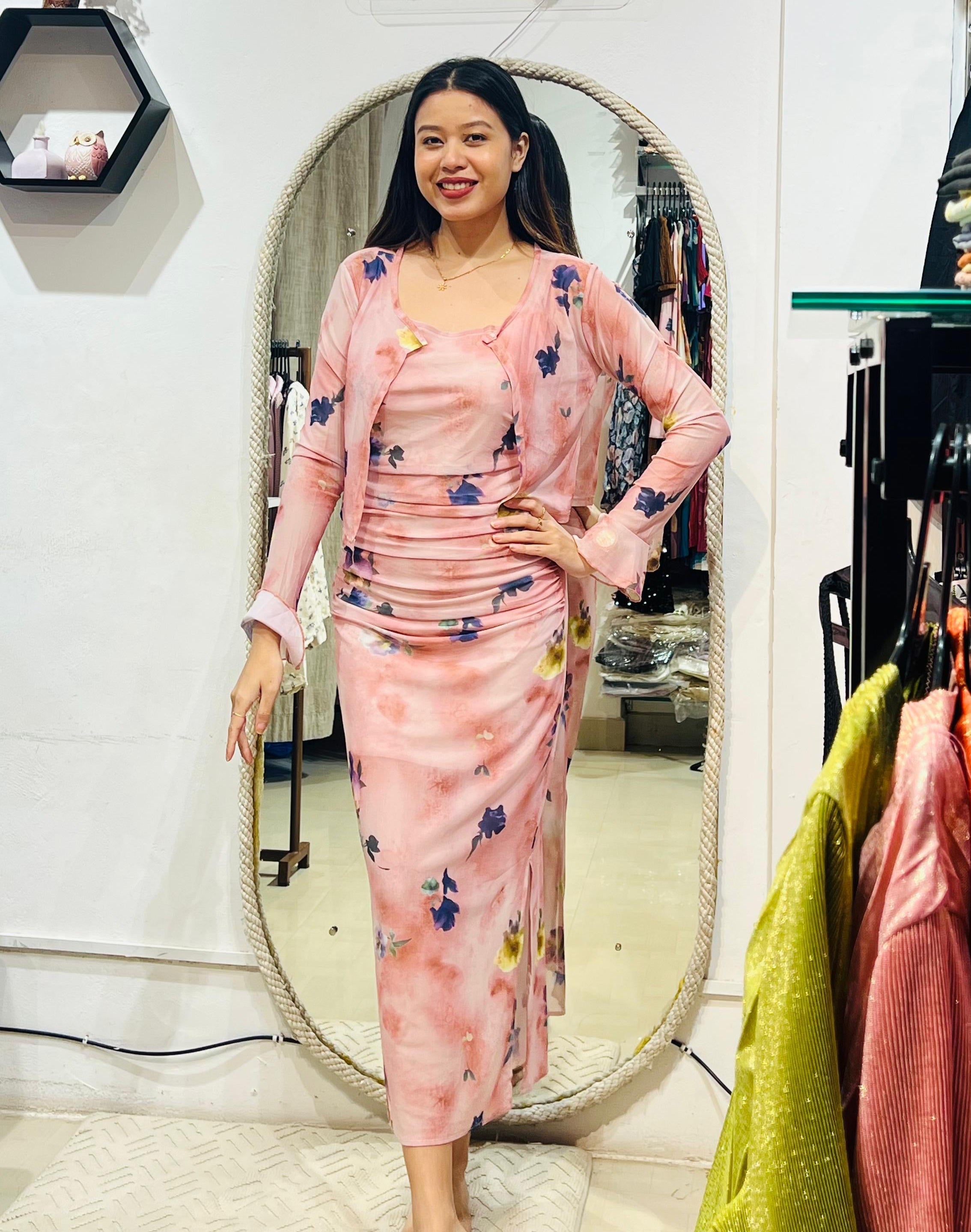 Premium Petal Mesh Layered Dress