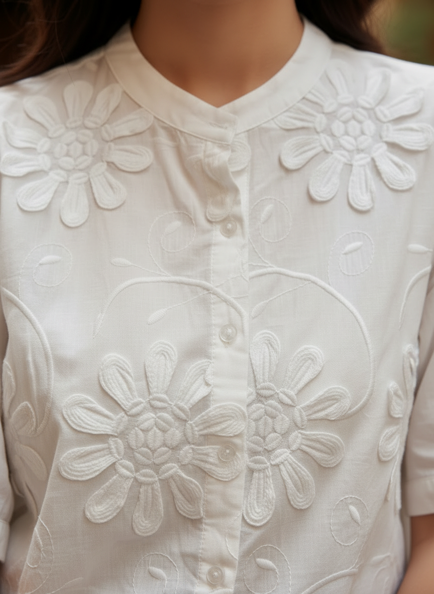 The Ivory Bloom Corded Blouse