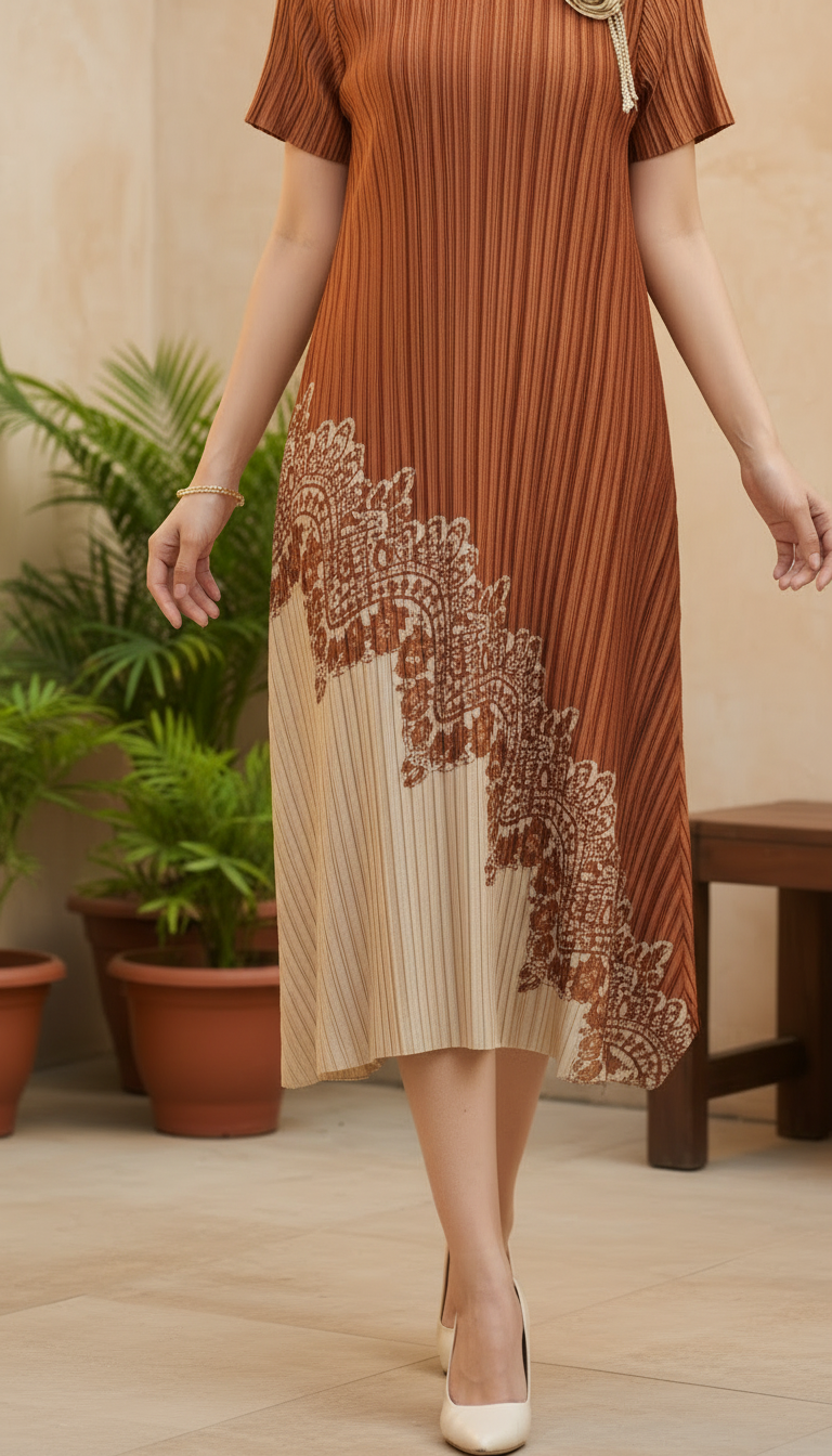 Oviya Pleated Midi Dress