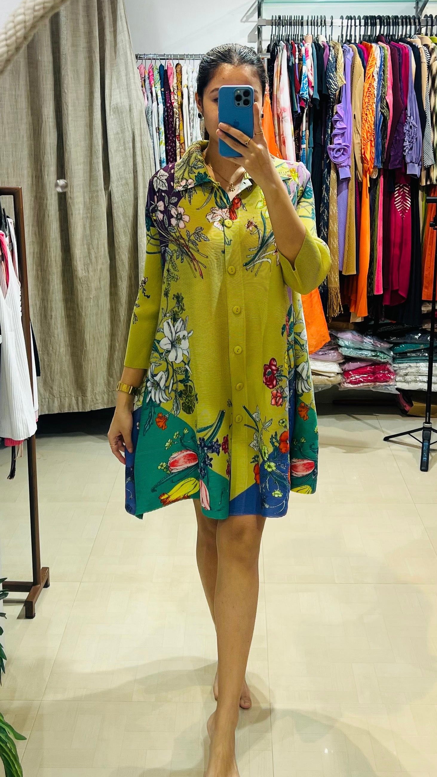 Ria Floral Dress/ Long Top- Green