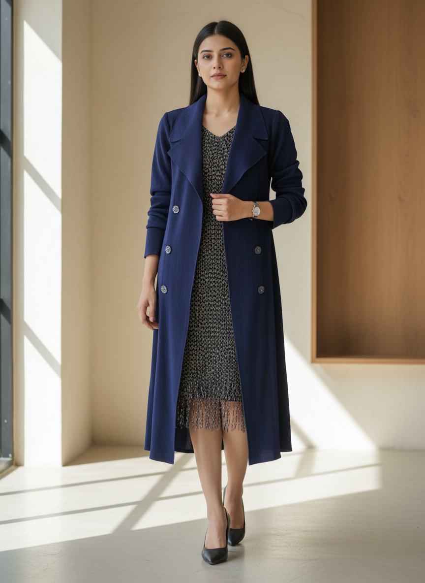 The Empress Pleated Trench Midi