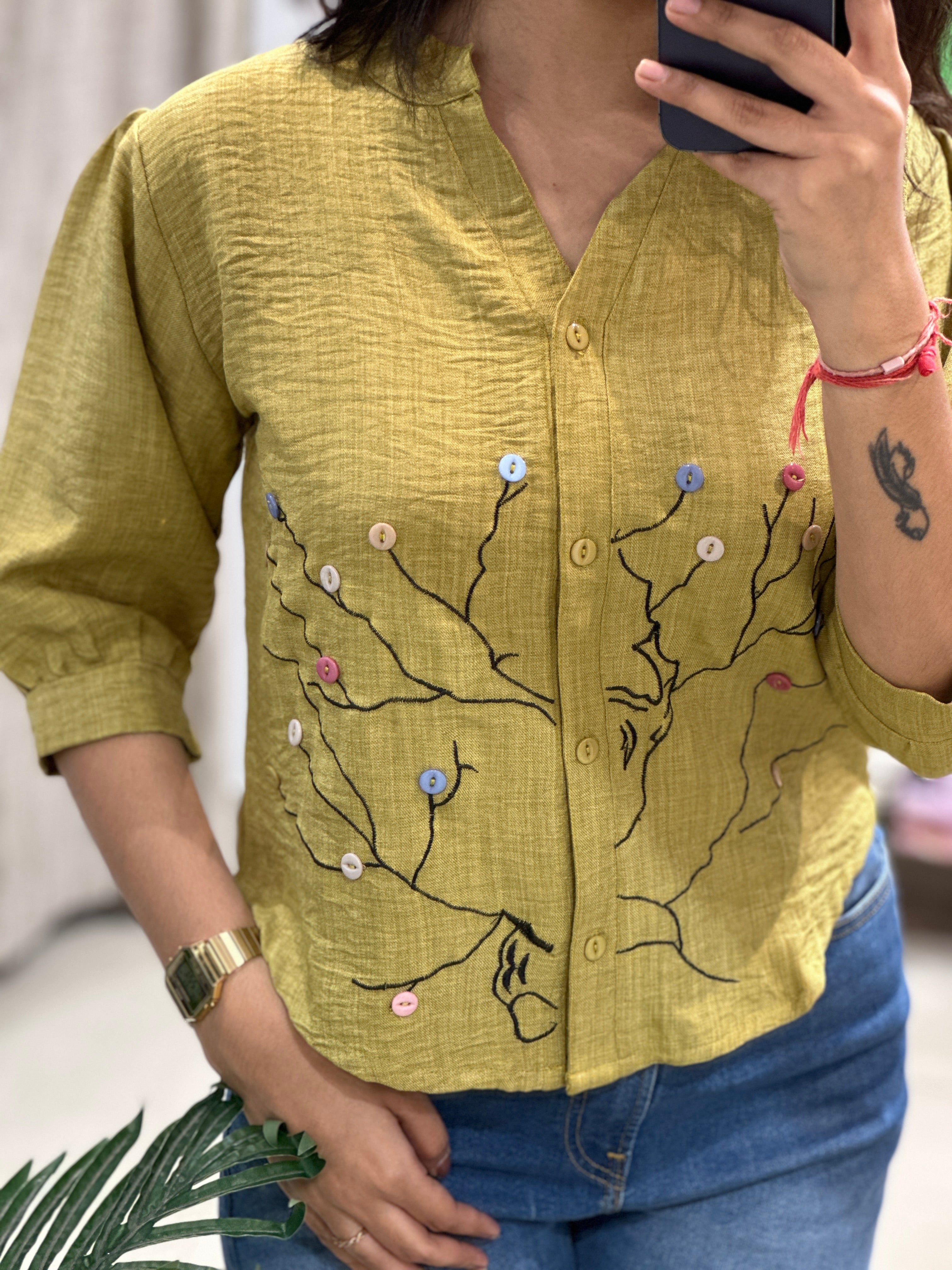 Imported Linen Crop Shirt