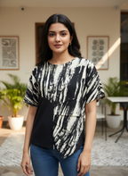 The Monochrome Abstract Panel Blouse