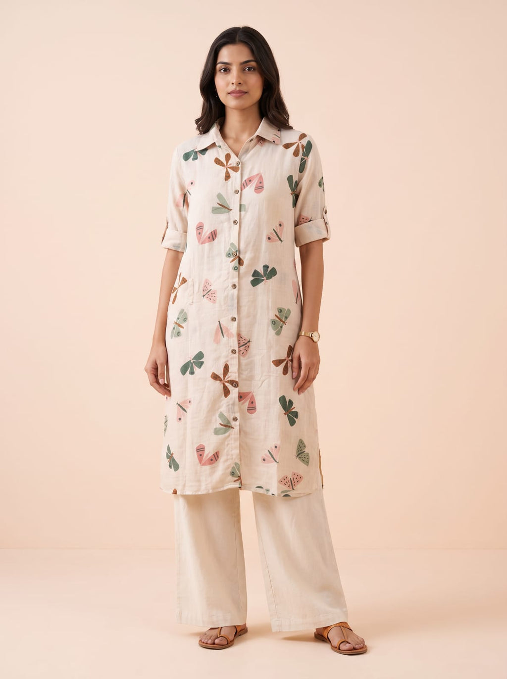 The Papillon Longline Linen Shirt Dress