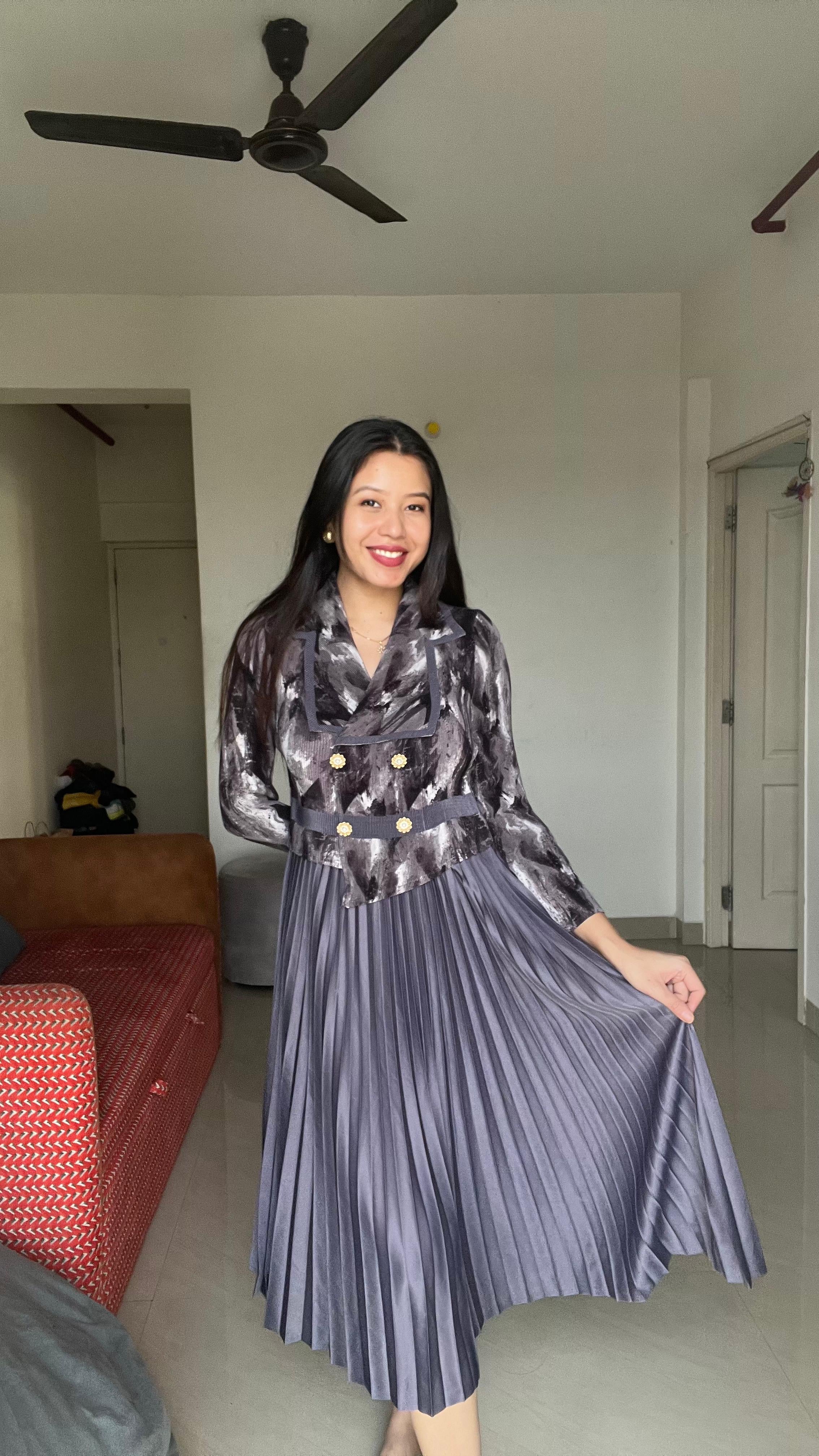 ÉCLAT Pleated Statement Dress