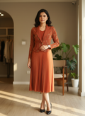 NOIRÉ Luxe Pleated Dress- Rust
