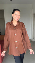 The Espresso Gold-Button Overshirt