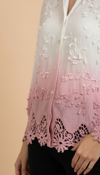Amethyst Glow Ombré Lace Shirt