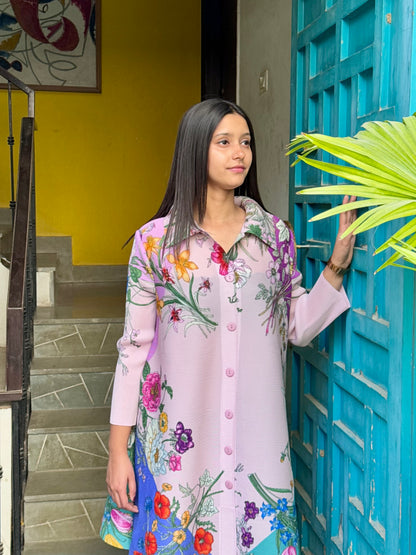Ria Floral Dress/Long Top- Lavender