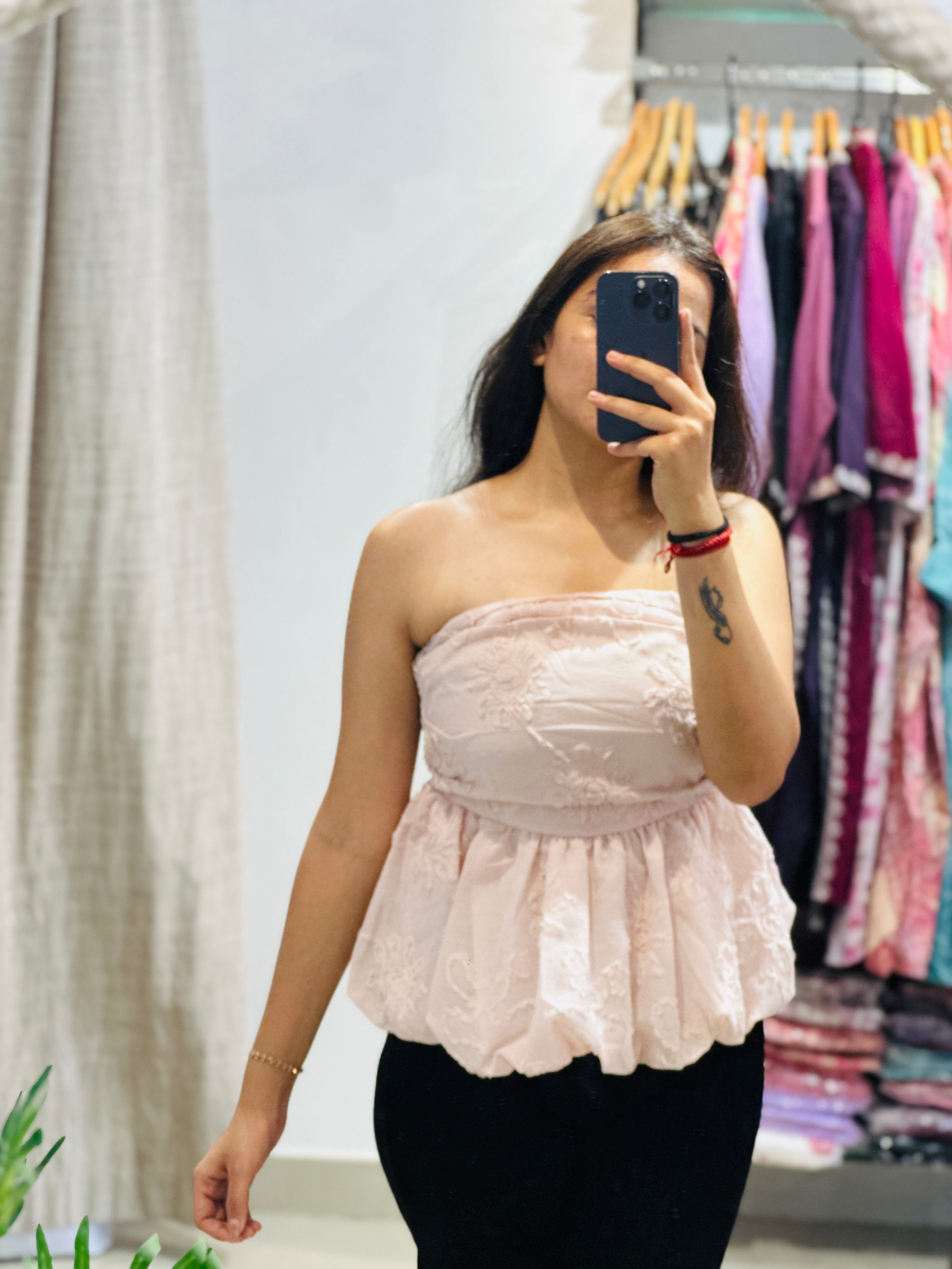 PRETTY PINK FLORAL TUBE TOP