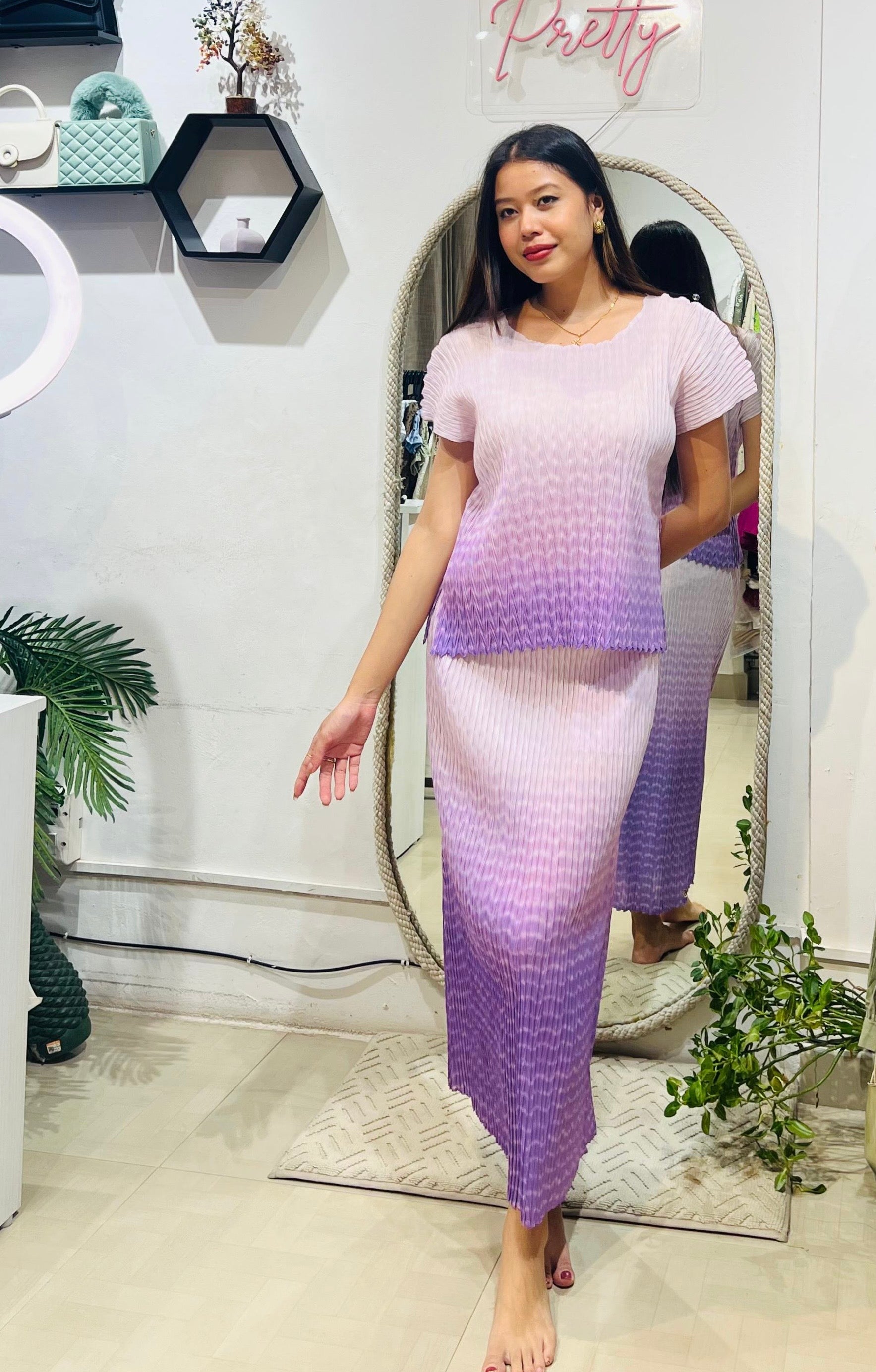 The Violet Haze Ombre Pleated Set