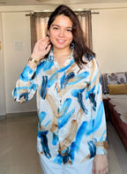Ocean Brushstroke Satin Shirt