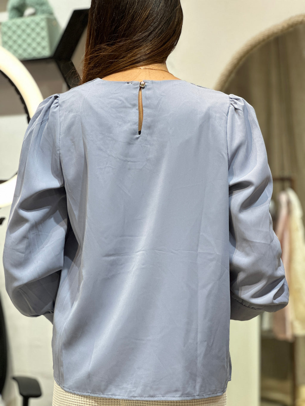 The "Luminous Pearl" Pleated Blouse