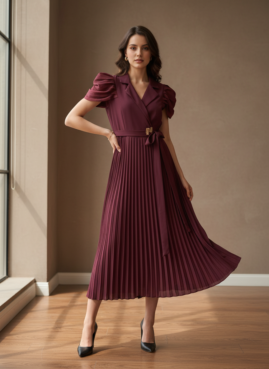 Plum Blazer Tie Dress