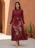 Rosy Printed Pleated Dress
